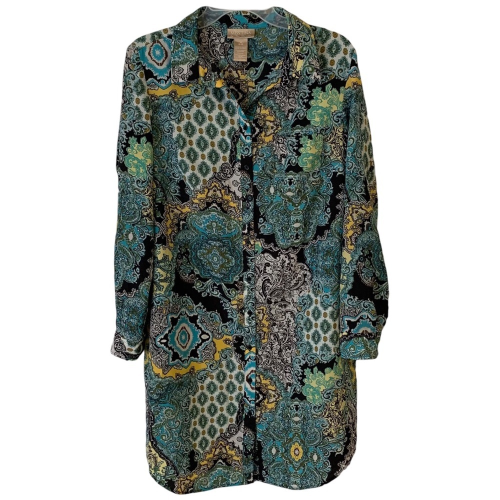 Miss Tina by Tina Knowles | M (8-10) | Multicolor Pattern Button Down Dress